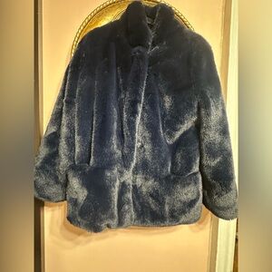 Luxurious Navy Faux Fur Coat